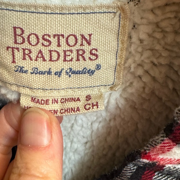 BOSTON TRADERS Women’s SM Sherpa Fleece Flannel Jacket Shacket Red White Black - Picture 10 of 17